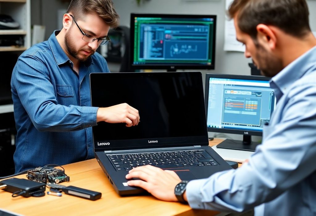A professional Lenovo ThinkPad repair service in action