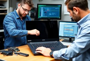 A professional Lenovo ThinkPad repair service in action
