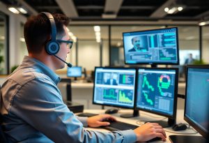 IT support specialist troubleshooting a business network