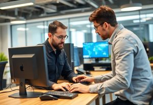 טכנאי מחשבים מתקן מחשב DELL Precision במשרד בישראל