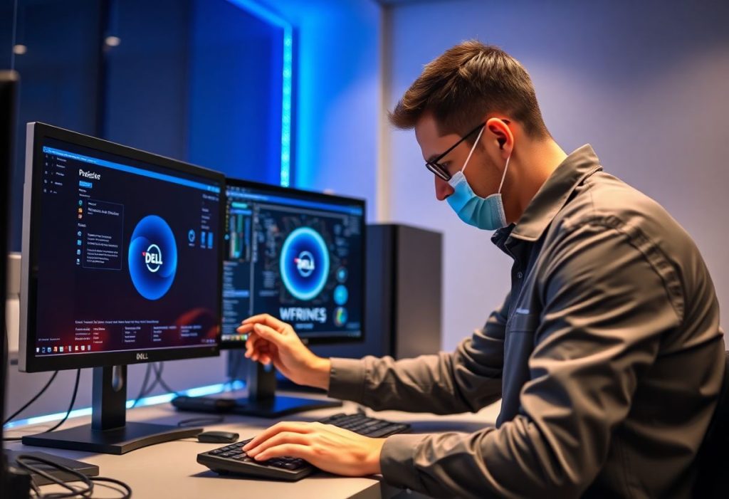 טכנאי מטעמי Total Assist מתקן מחשב DELL Precision במשרד הייטק מודרני