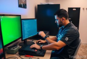 טכנאי מחשבים של Total Assist מתקן מחשב משרדי בקרית אונו