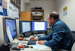 טכנאי מחשבים בבני ברק מחזיר מחשב לעבודה בעסק מקומי
