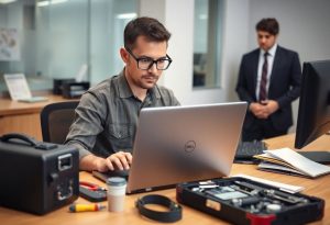 טכנאי מחשבים מתקני מחשב DELL Latitude במשרד לקוח
